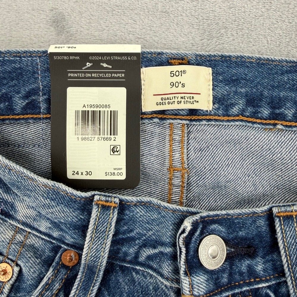 Levi's 501 '90s Selvedge Denim Light Wash Straight Leg Jeans Women's Sz W24 L30 - Picture 4 of 15